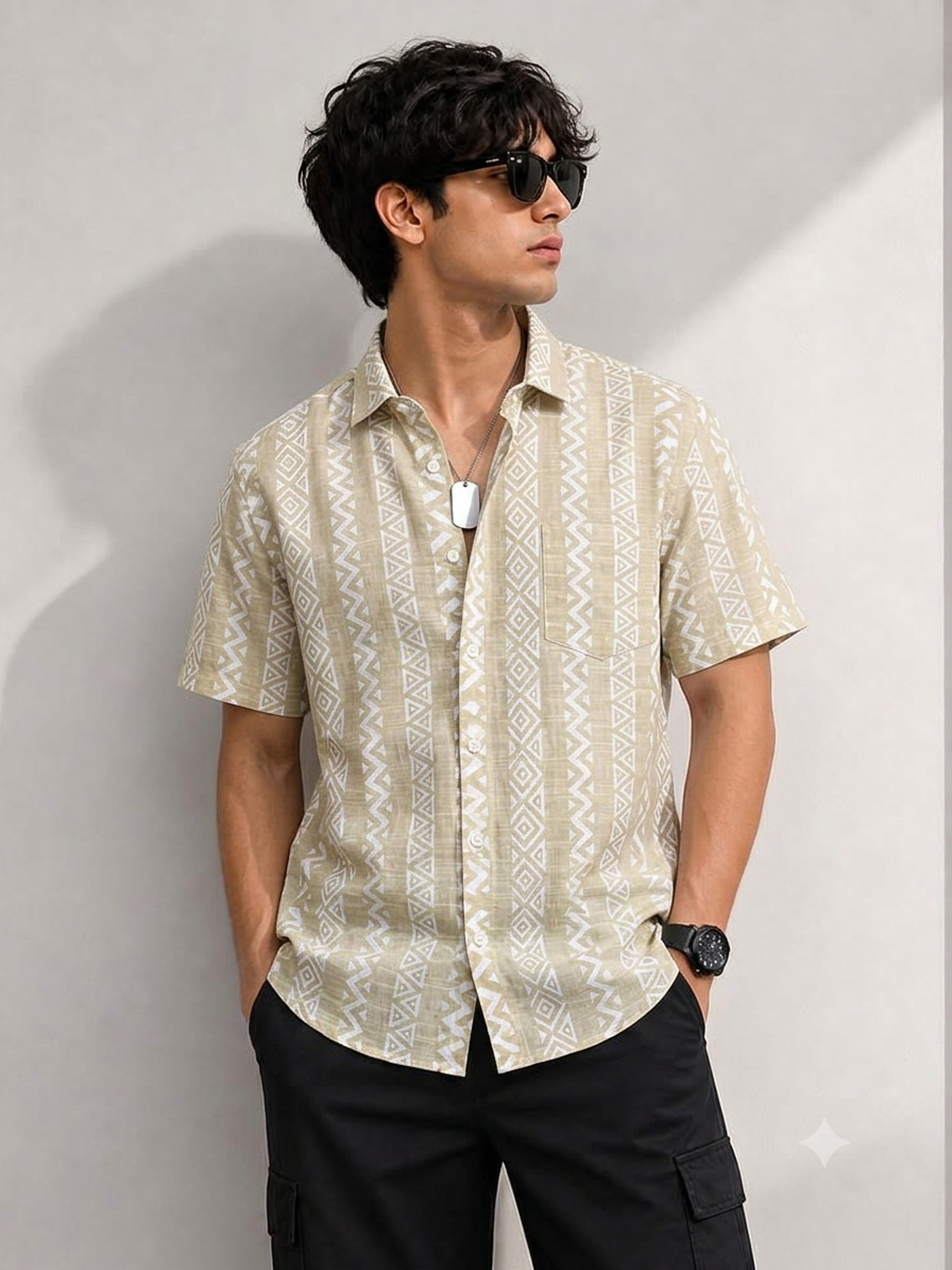 Men's Premium Tribal Print Half Sleeve Shirt