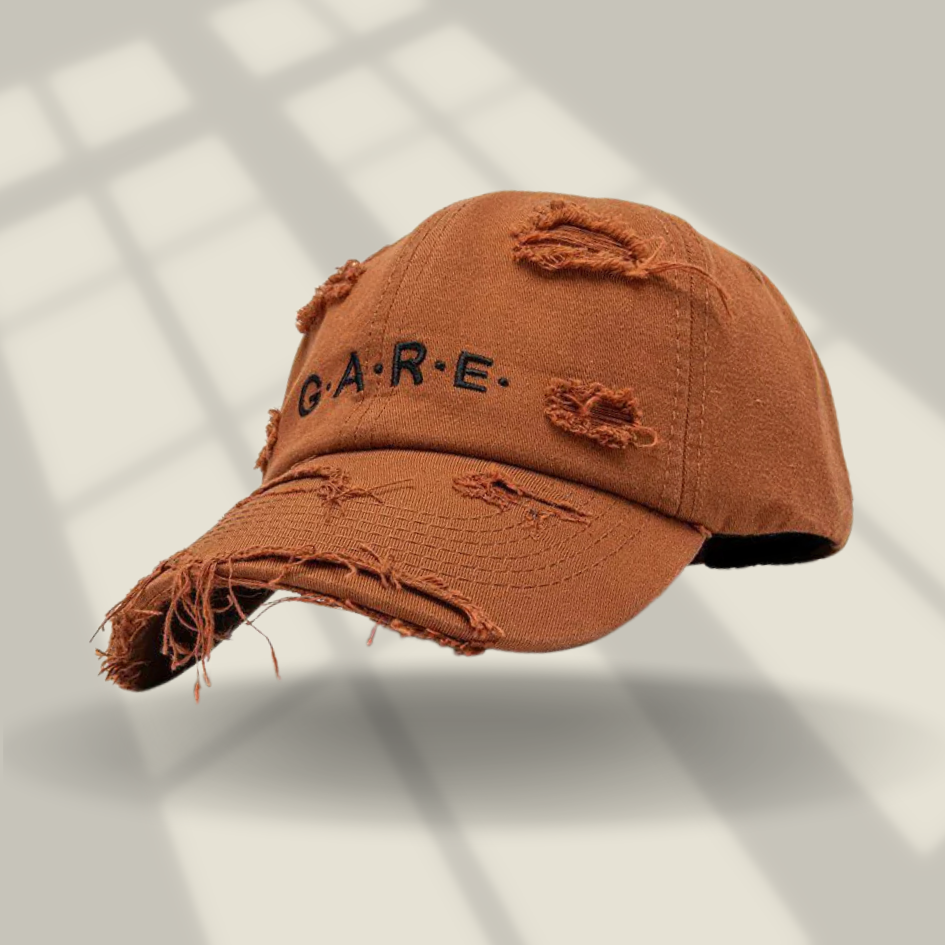 Vintage Distressed Cotton Cap – Brown