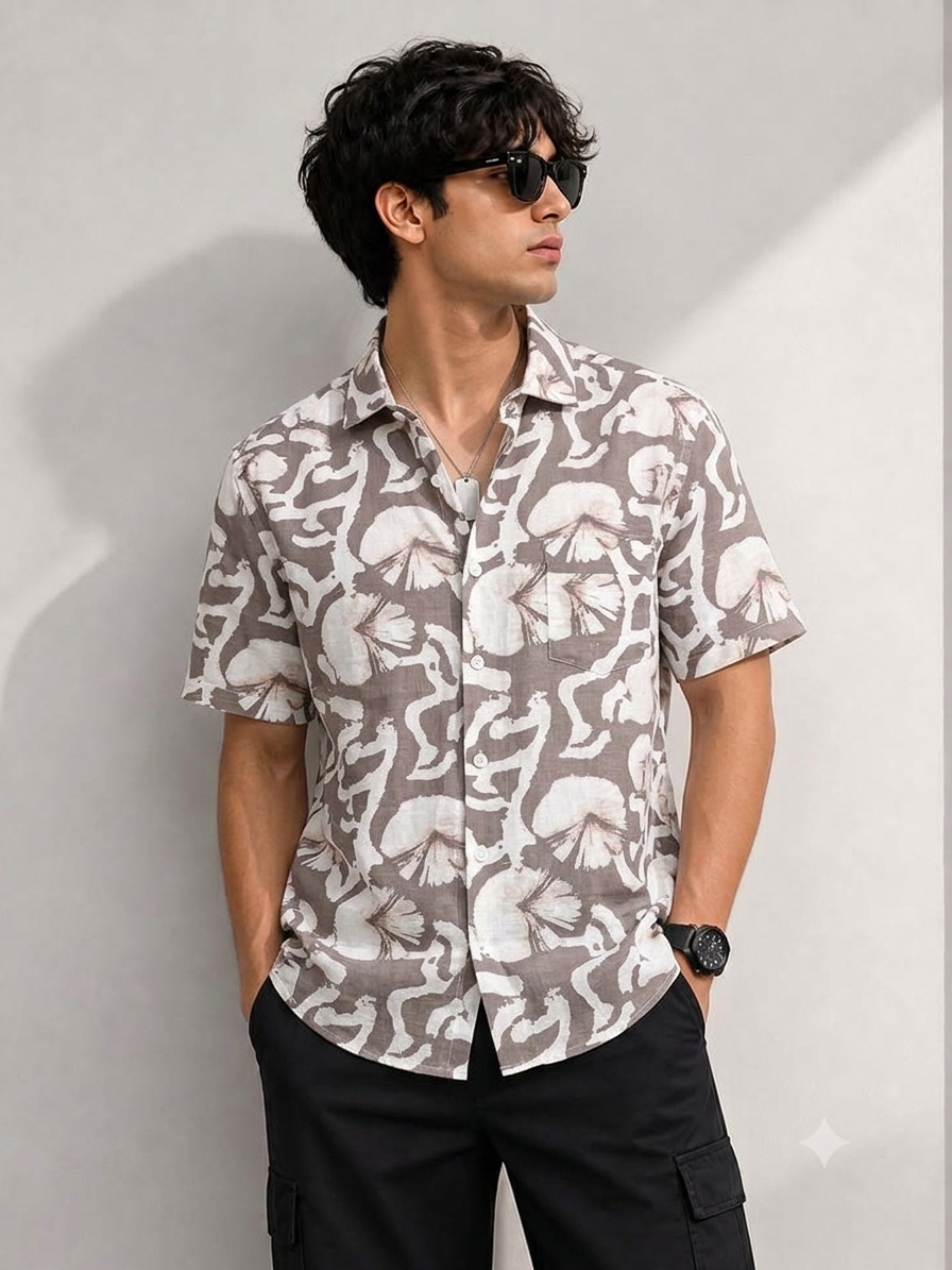 Men's Premium Artistic Print Half Sleeve Shirt