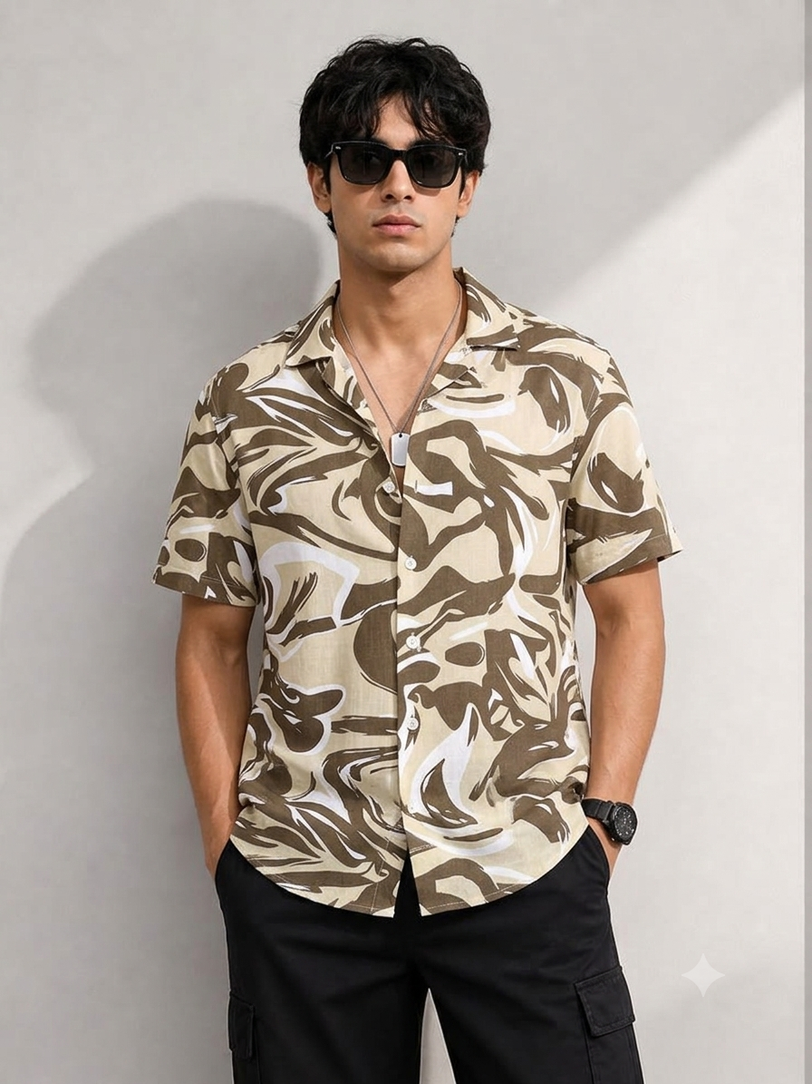 Men's Premium Abstract Print Half Sleeve Shirt
