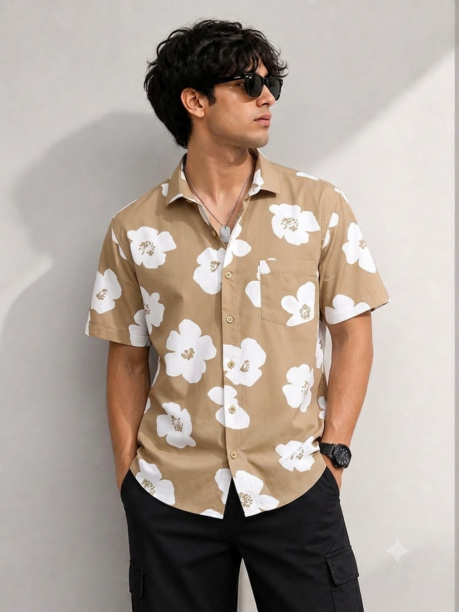 Men's Premium Floral Print Half Sleeve Shirt